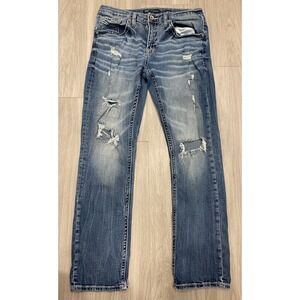 BKE Denim Jeans JAKE Straight Leg Blue - Men's Distressed Sz 33x32 (NOW 32x31)